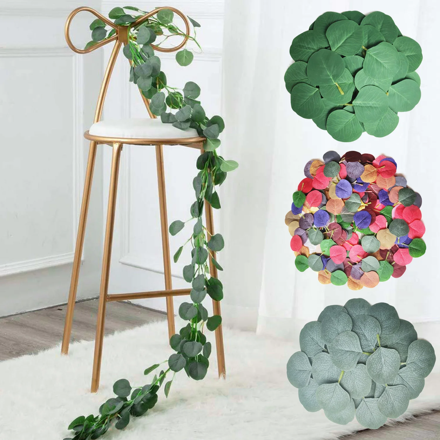 100pcs Artificial Eucalyptus Leaves Bulk Fake Green for DIY Wreath Garland Wedding Home Party Decorations | Дом и сад