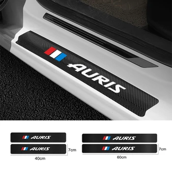 

4PCS Carbon Fiber Car Door Sill Guard Protector Leather Vinyl Stickers For Toyota Auris Hybrid 2007 2008 2014 2017 Accessories