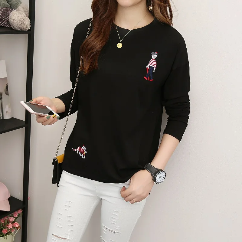 Xian 1971 hei Harajuku Vintage t shirt Ulzzang Girlfriends kawaii rainbow stripe t-Shirts autumn Women Casual Loose long Sleeve pink Top Femme - Цвет: Xian 1971 hei