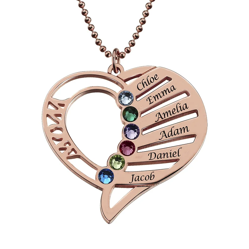 AILIN персонализированный камень-талисман в форме сердца ожерелье ручной штамповки сердце Имя ожерелье семейное ожерелье камень ювелирные изделия подарок для матери