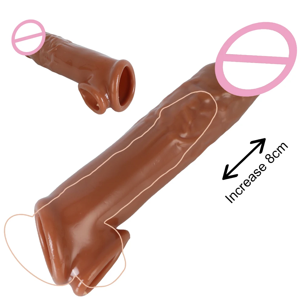 

Реалистичный презерватив для пениса 18 см, удлинитель пениса, секс-шоп, секс-игрушки для мужчин, увеличитель пениса, задержка эякуляции
