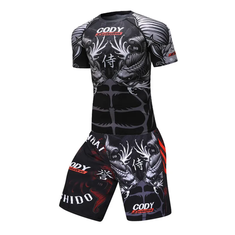 Sports Apparel Men Boxing Set MMA Kickboxing Sets Compression Jerseys