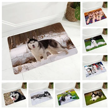 

Pet Animal Flannel Carpet Siberian Husky Dog Floor Mat for Hallway Bedroom Decor Rug Door Mat Non-Slip Children's Room Doormat