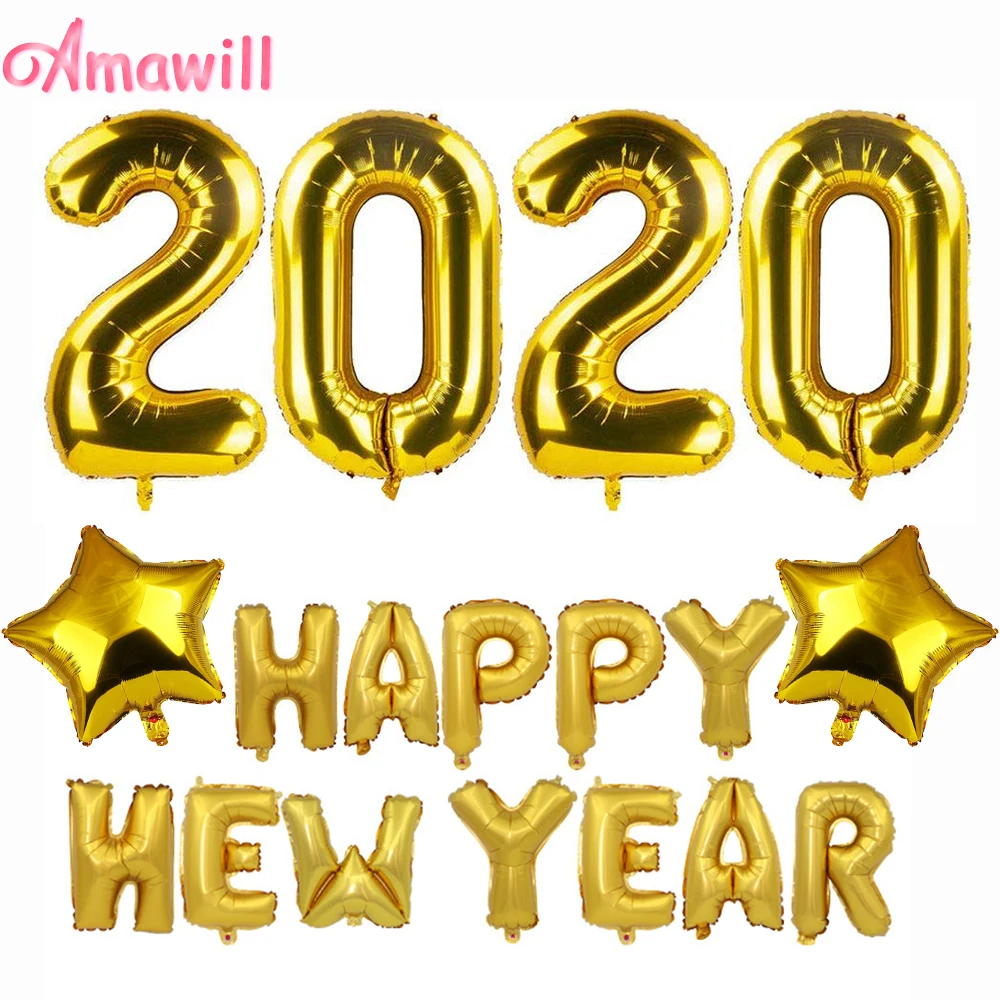 Amawill с Новым годом, золотые, 32 дюйма фольгированные шары, вечерние, рождественские украшения для дома 7D