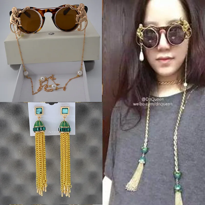 

Dnqueen Celebrity Style Long Necklace Exaggeration Tassel Necklace Earrings Winter Style Sweater Chain Accessories