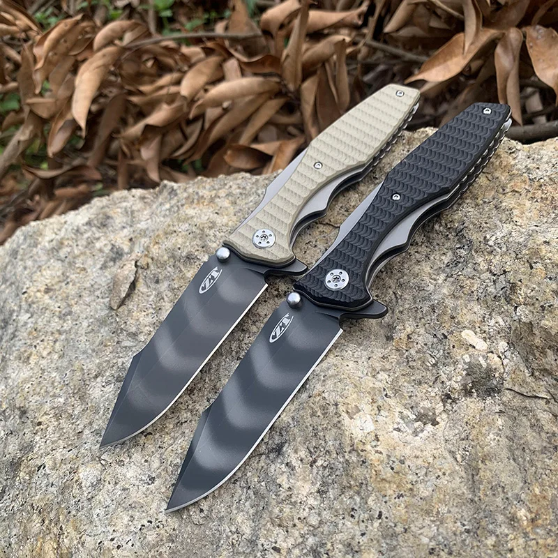 

New ZT0309 outdoor folding knife tiger pattern blade G10 handle multi-function edc hunting knife gift collection tool