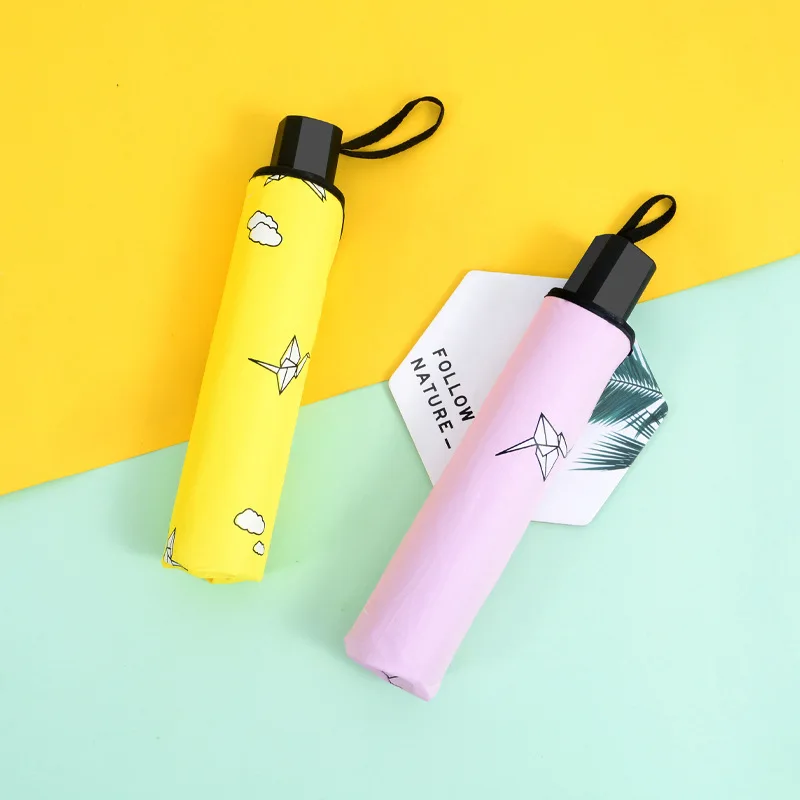 

New Style Umbrella INS Cartoon Parasol Anti-Rain Or Shine Dual Purpose Folding Parasol Three-fold Umbrella