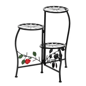 

Artisasset Paint Painted Blade Shape 3 Blocks Plant Stand Black