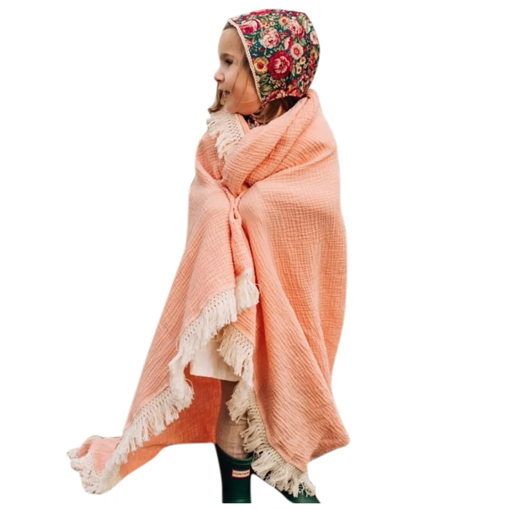 

Muslin Newborn Baby Winter Blanket Wrap Solid Tassel Sleeping Bag Baby Swaddle Blanket Receiving Blanket Swaddle Wrap Blanket