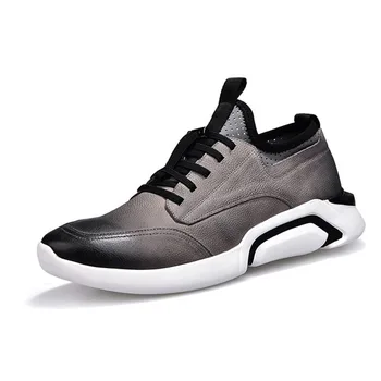 

2020 Autumn New Man Breathable Sneakers High Quality Leather Luxury Men Sneakers Streetwear Casual Men Lace Up Sneakers Footwear