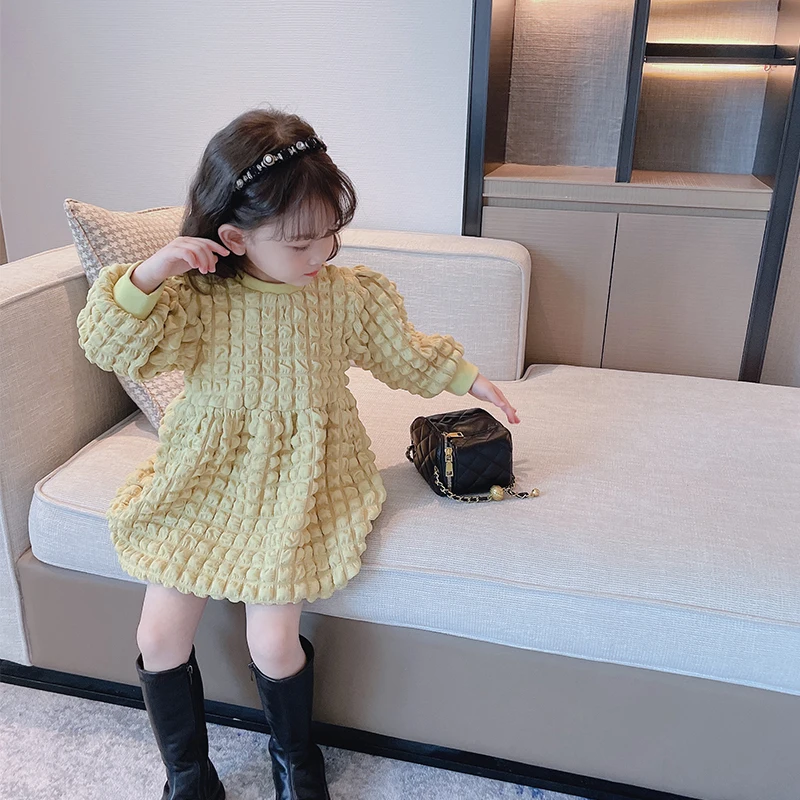 

Spring Autumn Bubble Dress 2021 New Children's Casual Baby A-line Knee-Length Long Sleeve Princess Dress