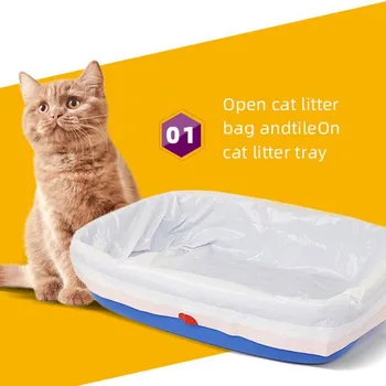 

Pet Cat Litter Bag Cats Litter Box Mat Duty Drawstring Cat Litter Pan Bags Kitten Cleaning Supplies for Storage Collect Cat Sand