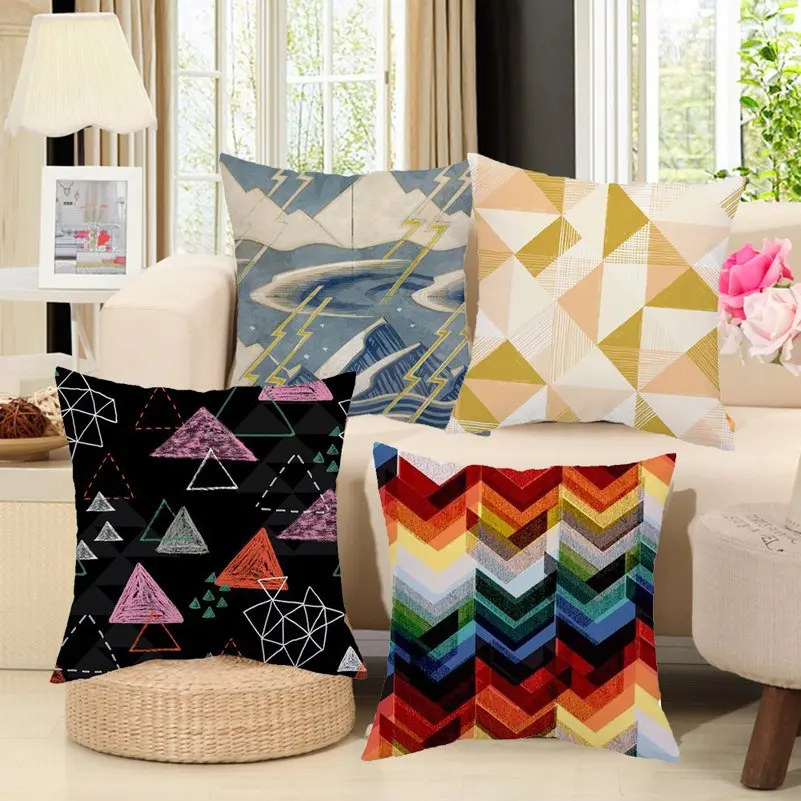Chic Marble Geometric Sofa Decorative Cushion Cover Pillow Pillowcase Polyester 45*45 Throw Pillow Home Decor Pillowcover Q0555