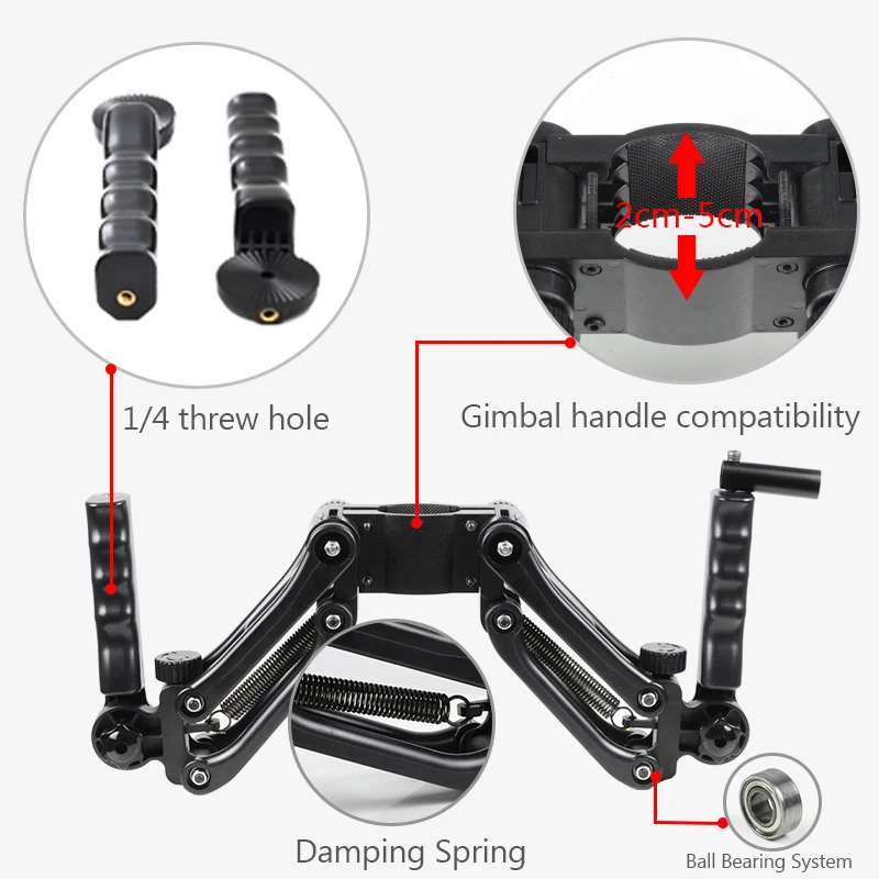 FFYY-Startrc Osmo Dual Handle Arm with Spring Steadicam Rig Extension Stand 3 4 5-Axis Handheld Gimbal Shock Absorber for Dji Ro