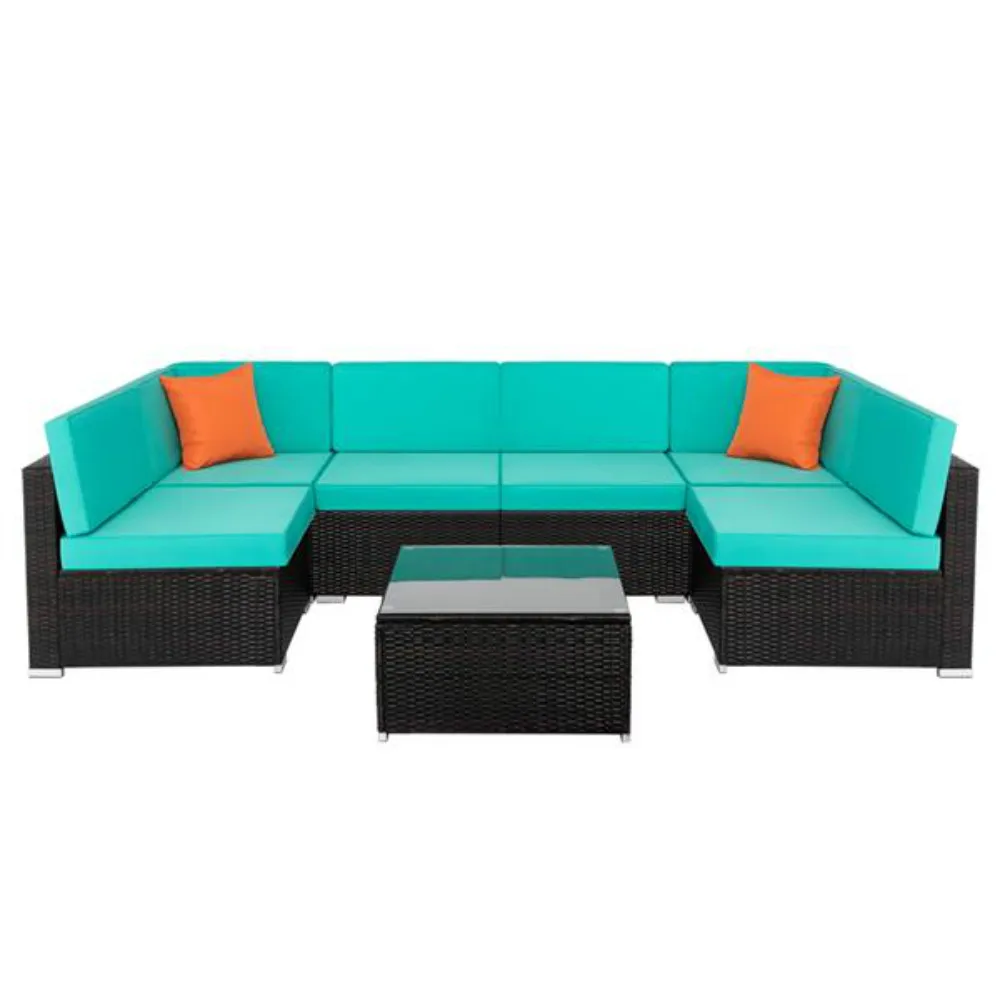 

DR-7 Piece Rattan Sofa Brown Gradient