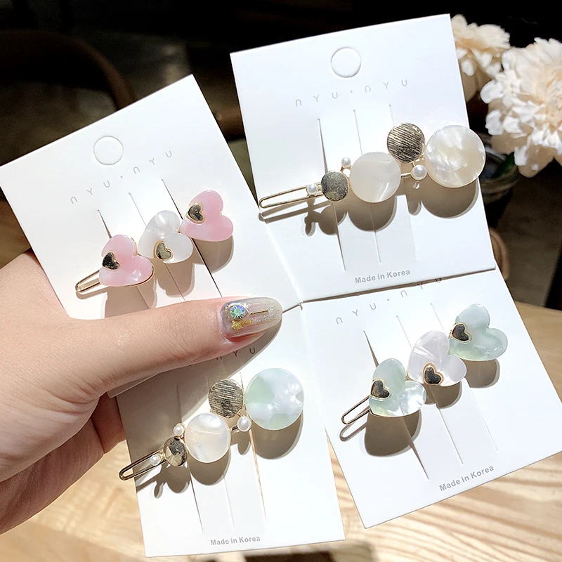 Ins Новая мода женщин Элегантный ацетат любовь круг сплава заколки для волос прекрасные заколки-пряжки для волос Головные уборы головная повязка аксессуары для волос