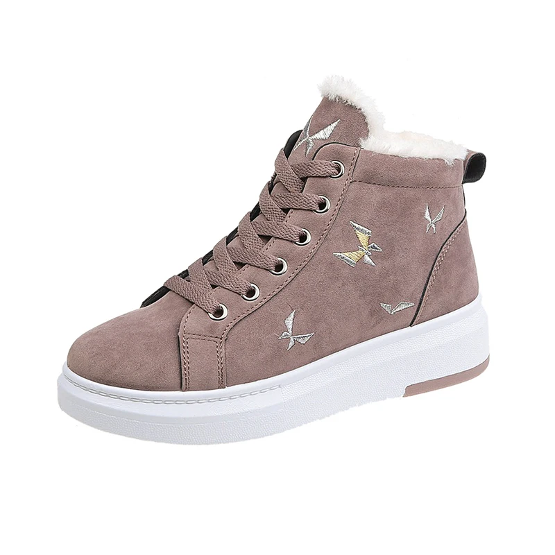 

2021 New Embroidered Short Plush Sneaker Warm and Windproof Walking Shoes Thick-soled Increased Cushioning Sports Shoes Footwear