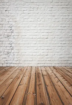 

White Brick Wall Portrait Photozone wood floor art Photography Backgrounds Photo Backdrops For Photo Studio Photophone lv-1351