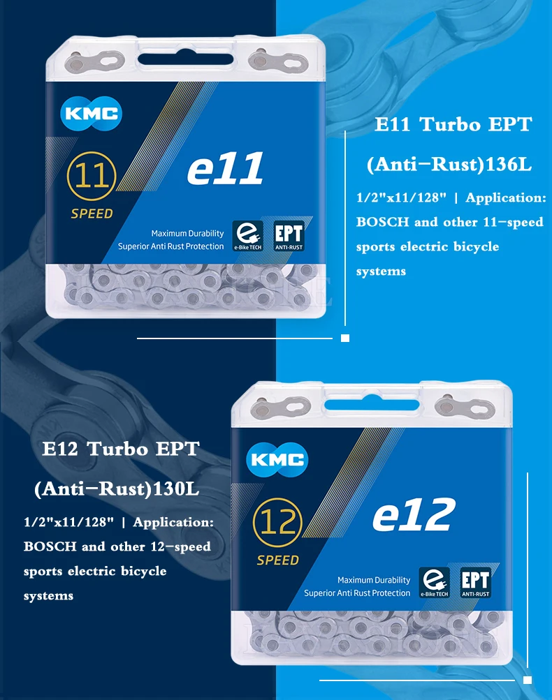 KMC E-Bike-Kette E9 E10 E11 E12 Fahrradketten 9s 10s 11s 12s E-Bike-Teile 130/136 Glieder Rostschutz Elektro-Sportfahrrad-Teile – Detail 3