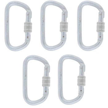 

5pcs 30KN Screw Locking Carabiner Rock Climbing ScrewGate D Type Hook Buckle Clip Outdoor Rappelling Mountaineering Equipment