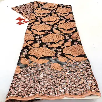 

Latest African Nigerian Tulle Laces Fabrics With Sequins 2020 High Quality Swiss voile Mesh Lace For Fashion Dress 5Yards A-1114