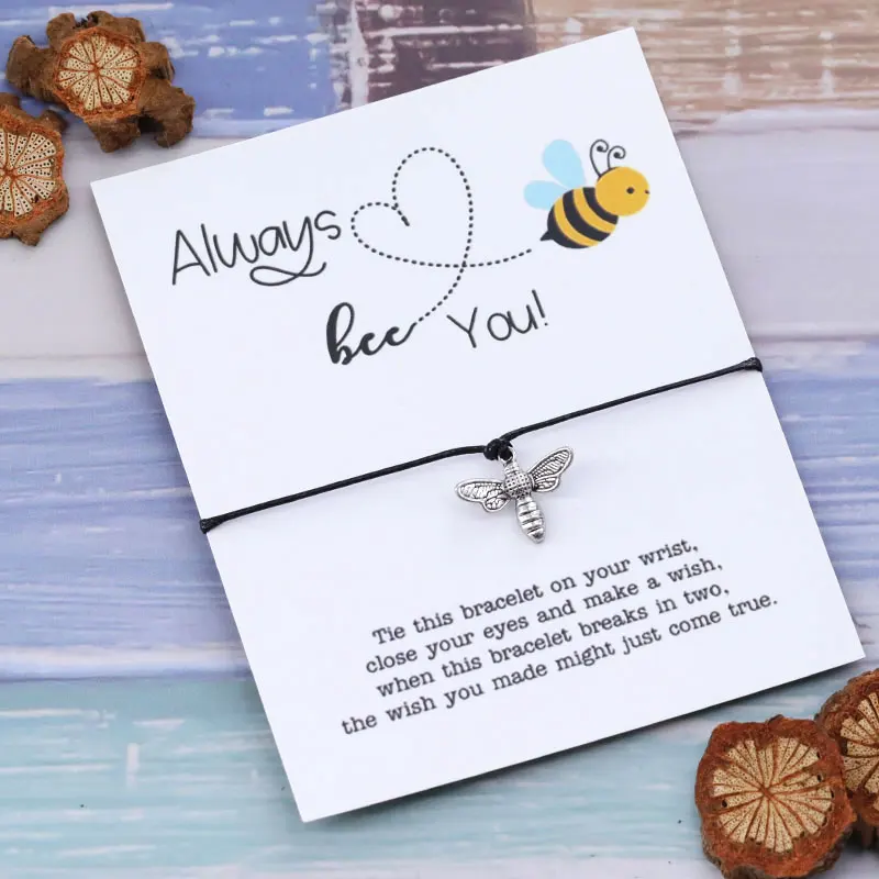 Always Bee You Медоносная пчела талисманы браслеты для женщин мужчин девушка красная струна счастливые Браслеты Лучшие друзья подарок ювелирной дружбы