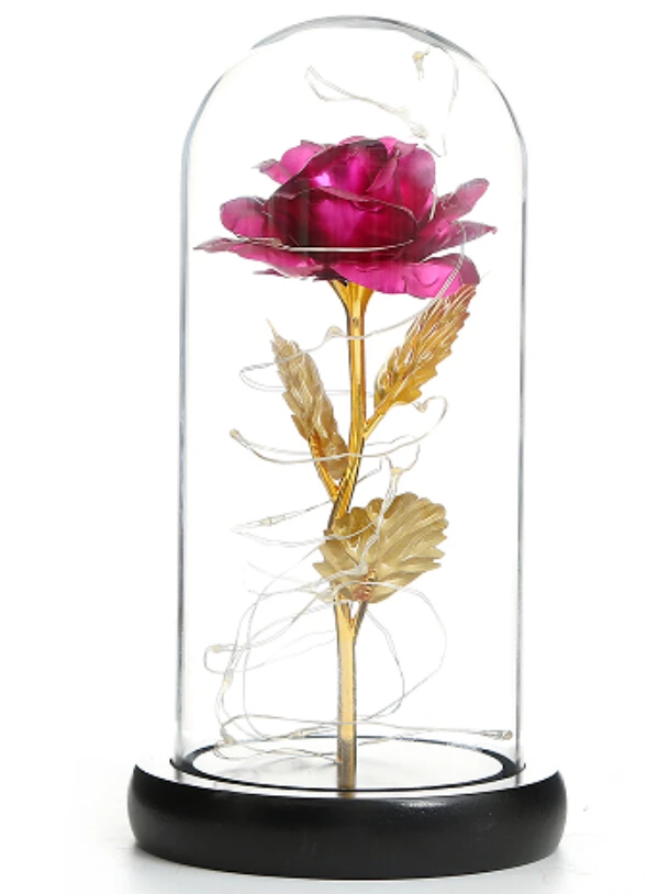 Светодиодный подарок на день Святого Валентина с изображением галактики розы, романтическая Хрустальная роза, высокая Боровая стеклянная деревянная основа, вечерние украшения для подруги и жены - Цвет: S