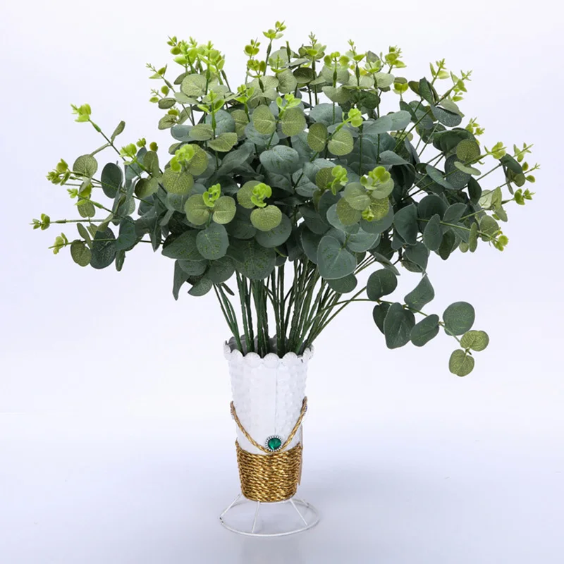 48 см Искусственный Зеленый лист эвкалипта Свадебные украшения фон поддельные цветы имитация растения эвкалипто для домашнего декора