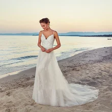 Robe de mariee Neue ankunft 2020 Sommer Strand Hochzeit Kleid mit Straps Weiß Open Back Hochzeit Kleider Vestige De Noiva
