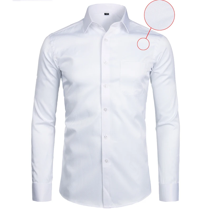 Белая деловая рубашка, Мужская Модная приталенная Повседневная рубашка с длинным рукавом, Мужская офисная рубашка с карманом, S-8XL - Цвет: White Striped