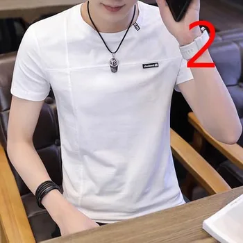 

Men's Short Sleeve T-Shirt Trend Korean Personality Cotton Tide Brand T-Shirt Men's Half Sleeve 2019 New Round Collar