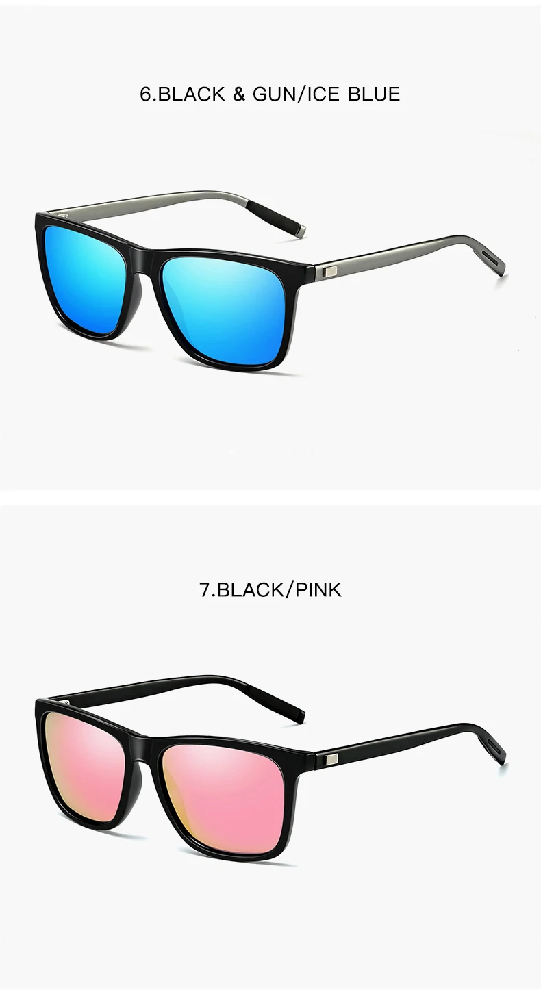 Поляризованные мужские солнцезащитные очки из алюминиево-магниевого сплава, зеркальные Квадратные Солнцезащитные очки, Брендовые мужские и женские очки для вождения UV400