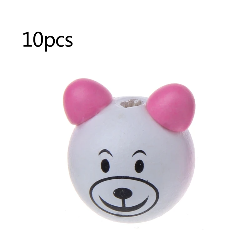 

10pcs 25MM Wooden Bear Head Teething Chew Beads For Baby DIY Pacifier Chain DXAD