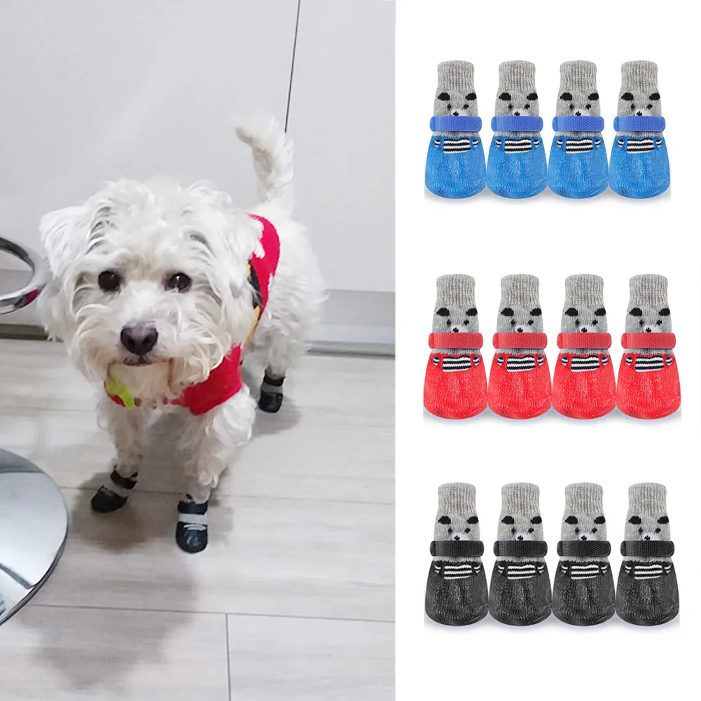

4pcs S M L Size Cotton Rubber Pet Dog Shoes Waterproof Non-slip Dog Rain Snow Boots Socks Footwear For Puppy Cats Dogs Dropship