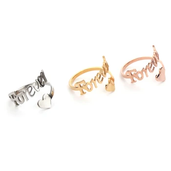 

Custom Letter Ring Personalized Heart Name Rings Size Adjustable Stainless Steel Love Wedding Ring For Women Anniversary Jewelry