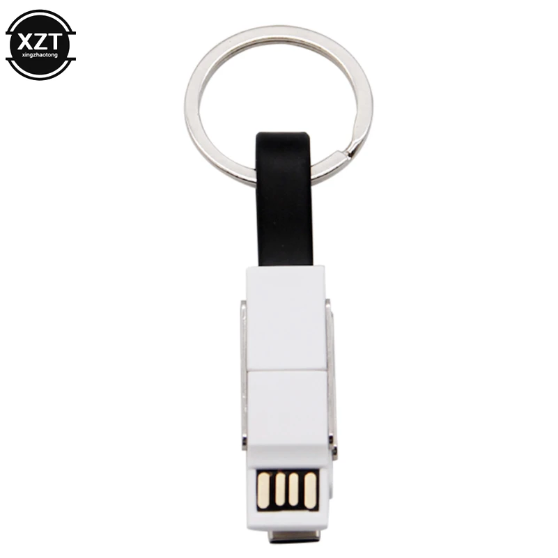 Black 4 в 1 USB кабель Micro usb type C кабель освещения для iPhone XR X samsung HUAWEI 2A Мини Брелок Зарядное устройство кабели для зарядки - Color: Black
