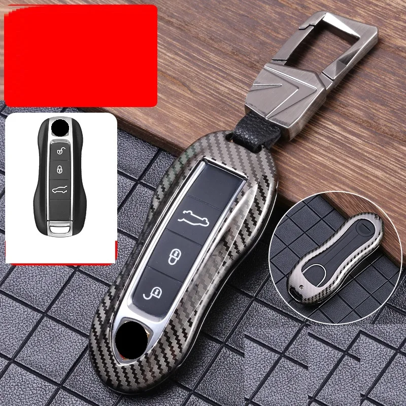 

Carbon Fiber Style Alloy Car Key Cover Case Protector Shell Accessories for Porsche Panamera 2017-2019 Cayenne 2018 2019