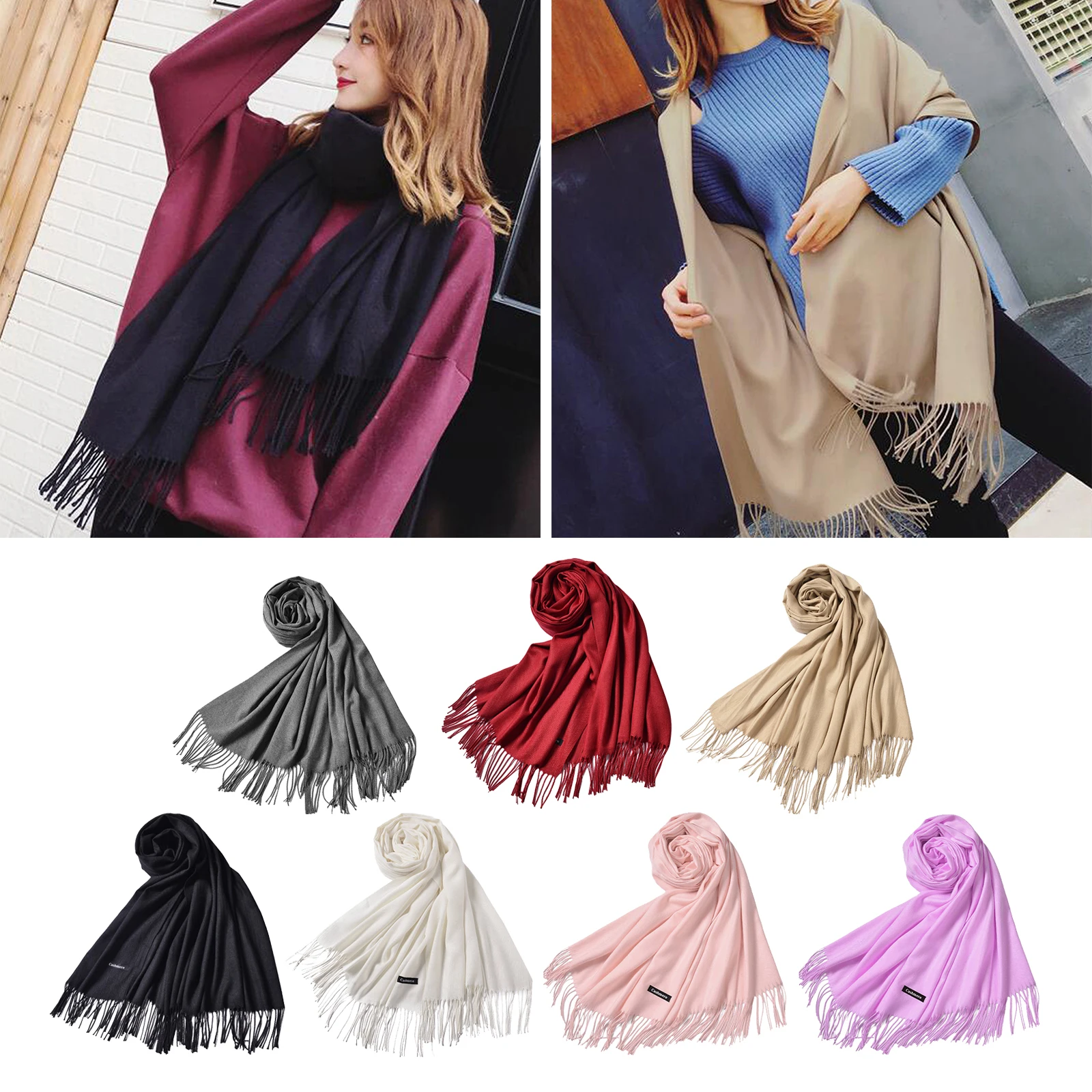 Женские милые туфли-лодочки однотонная супер мягкий кашемир пашмины шаль Модный