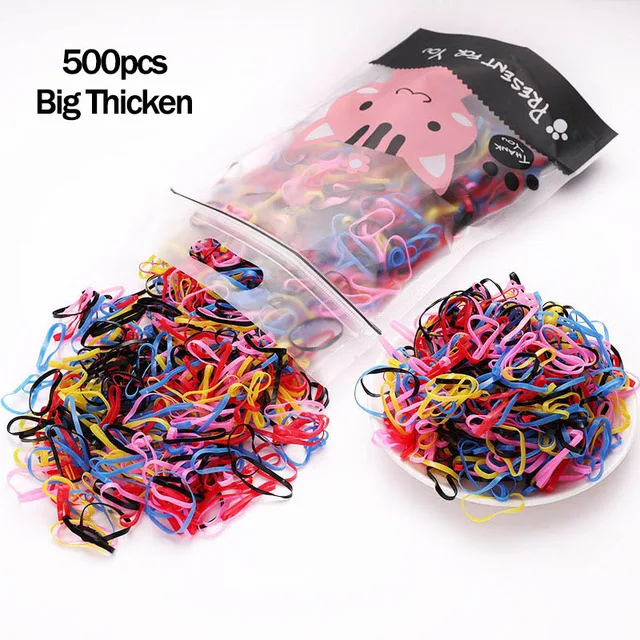 1000pcs/Pack Girls Colorful Small Disposable Rubber Bands Gum For Ponytail Hold Scrunchie Hair Bands Fashion Hair Accessories 500 colors big thick