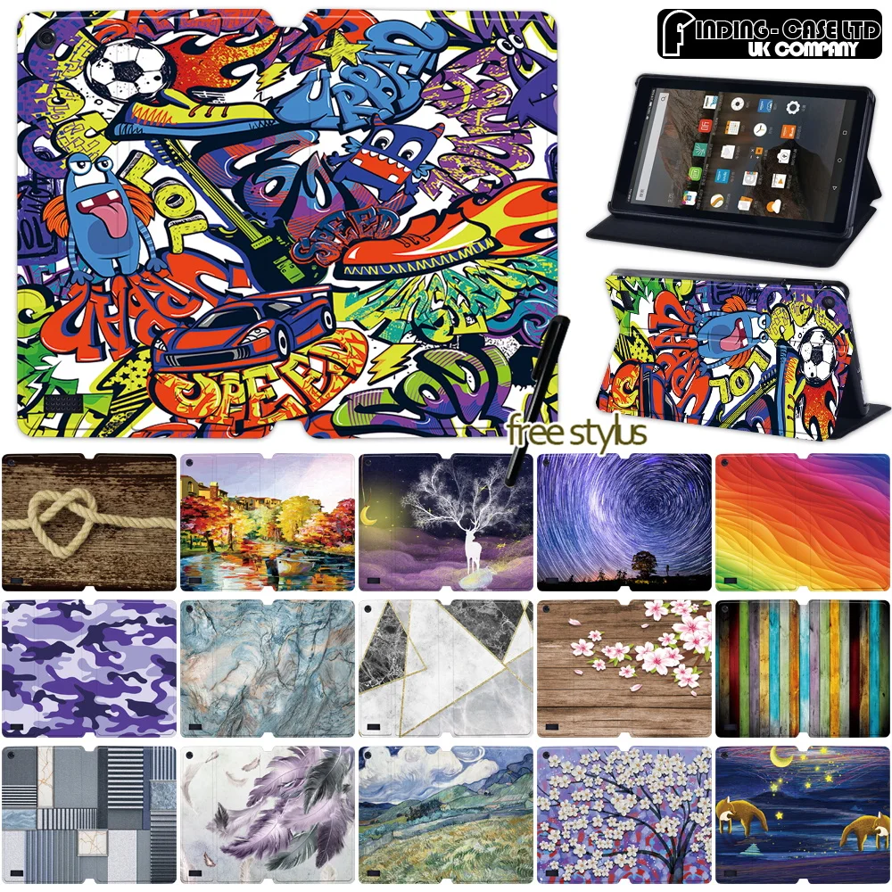 

New Leather Flip Smart Case Stand Cover for Amazon Fire 7 (5th 7th 9th Gen)/HD 8 (6th 7th 8th Gen)/HD 10(5th 7th 9th Gen) Tablet