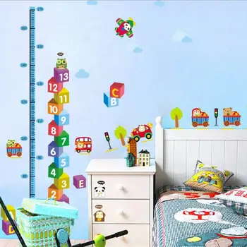 

Cartoon Number Height Chart Wall Sticker, Growth Chart Numbers Wall Sticker Kids Room, Cute Train Nursery Wall Decal, DLX912A