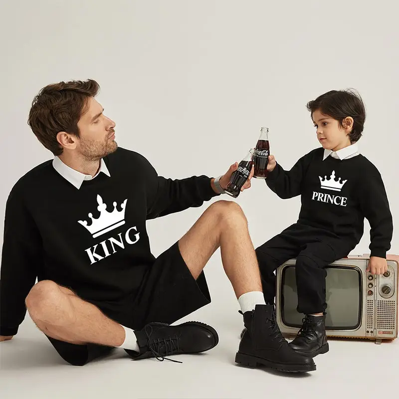 King queen prince и princess одинаковые комплекты для семьи футболка мамы папы сына дочери