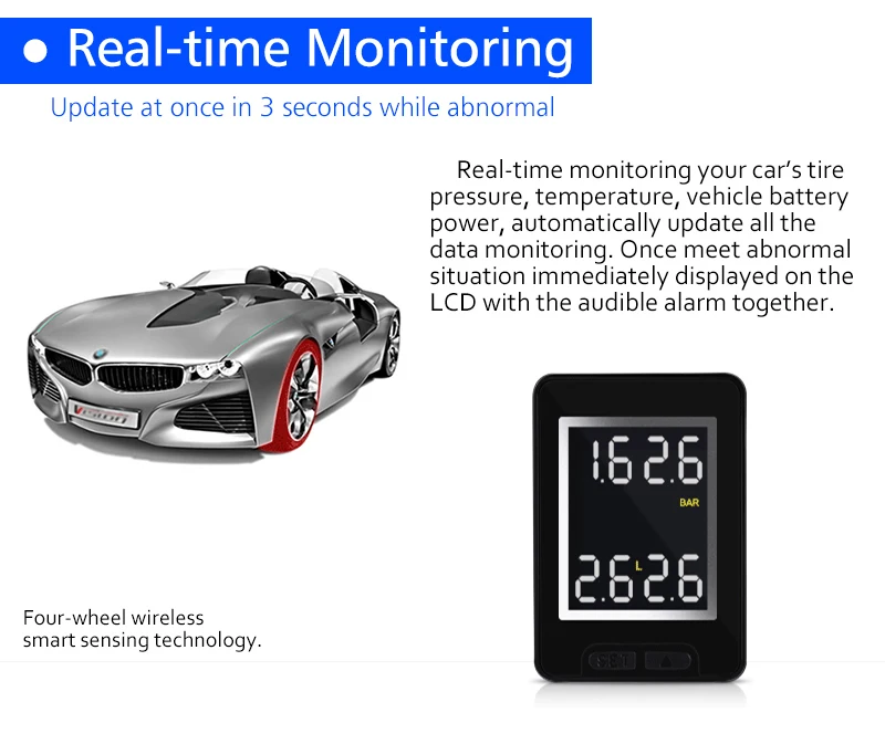 Автомобильная система контроля давления в шинах TPMS, ЖК-дисплей, автосигнализация для Toyota Honda Nissan Mazda с 4 датчиками