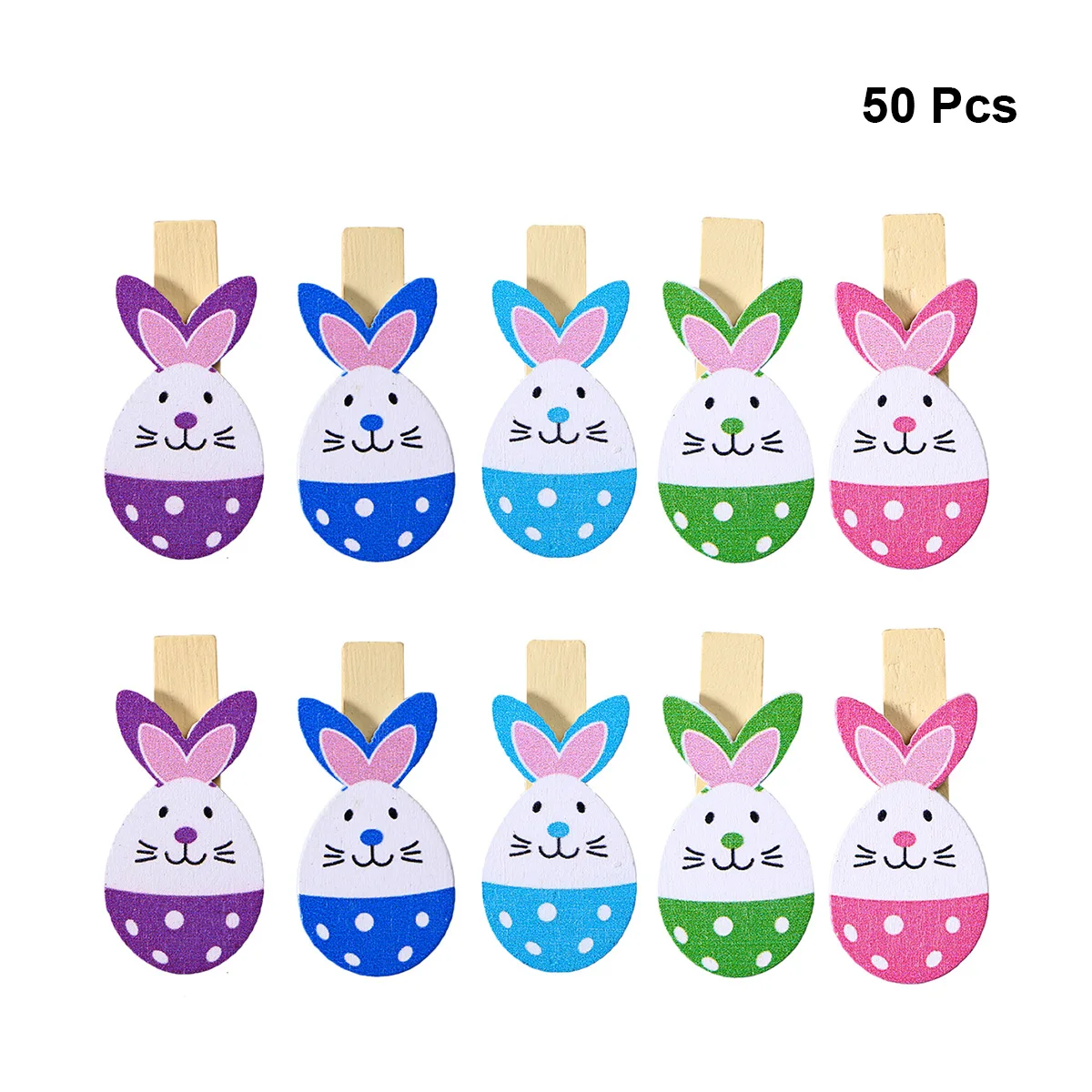Angoter 50pcs Lovely Rabbit Easter Decoration Wooden Pegs Note Memo Photo Clips Holder Craft Clips Ornaments Easter Decorations for Home 