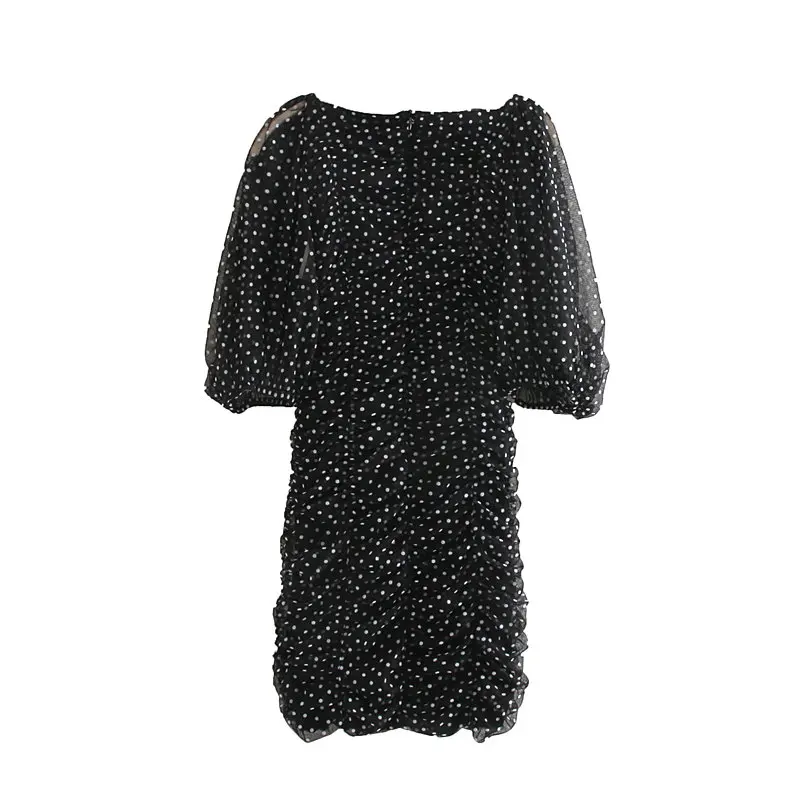 Увядший английский винтажный буф рукав элегантное в горошек марлевое платье для женщин vestidos de fiesta de noche сексуальное мини-платье блейзер