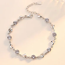 Один посеребренный художественная Серия синий кристалл сердце браслет женский инкрустированный Циркон Сердце браслет простой и модный