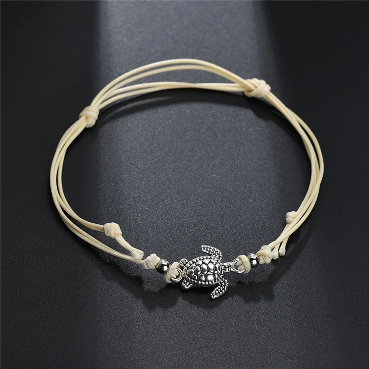 Bohemian vintage handmade ankle bracelet anklet personality alloy turtle beach hand rope woman accessories