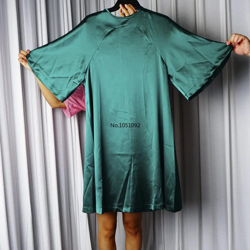 Модное зеленое мини платье в африканском стиле повседневное свободное атласное