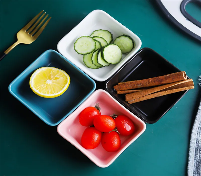 Ceramic Small Square Bowl Mini Bowl Multi Color Dessert Sauce Vinegar