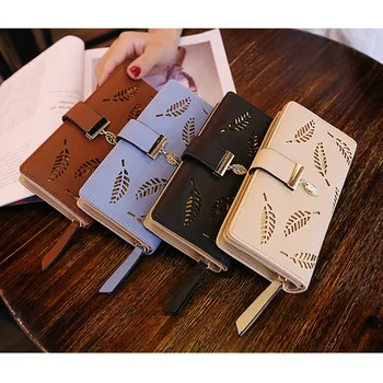 

Women PU Leather Wallet Purse Card Holders Hollow Leaves Fashion for Coins Money S55